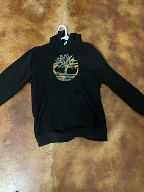 Timberland Black Hoodie with Camouflage Logo